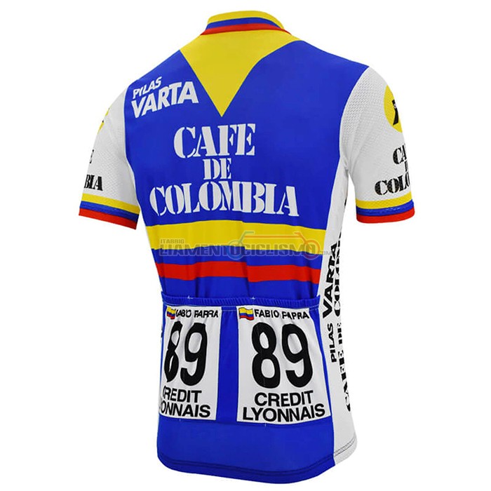 Abbigliamento Ciclismo Colombia Manica Corta 2021 Blu Bianco